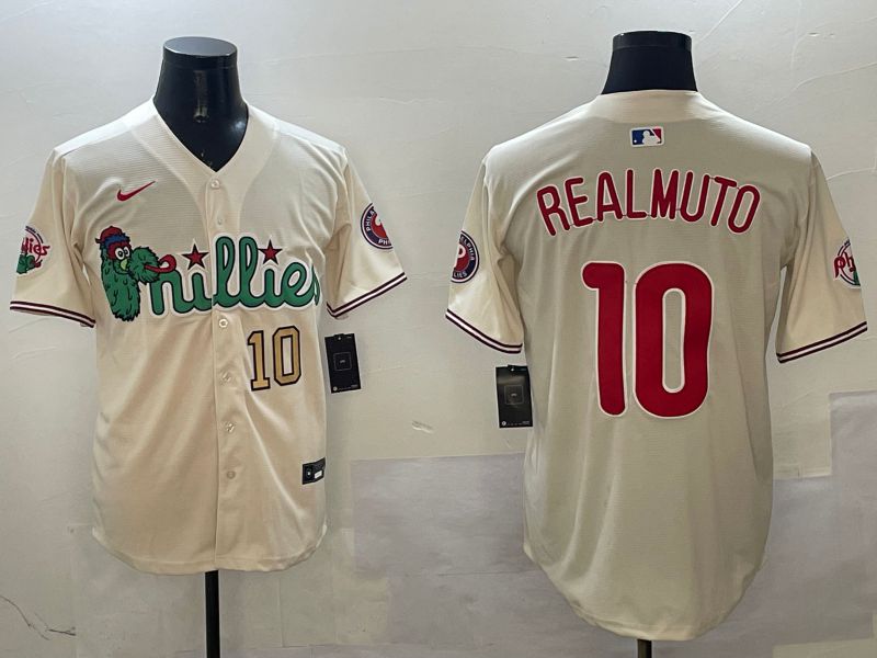 Men Philadelphia Phillies #10 Realmuto Cream Three generations Joint Name Game 2025 Nike MLB Jersey style 2->philadelphia phillies->MLB Jersey